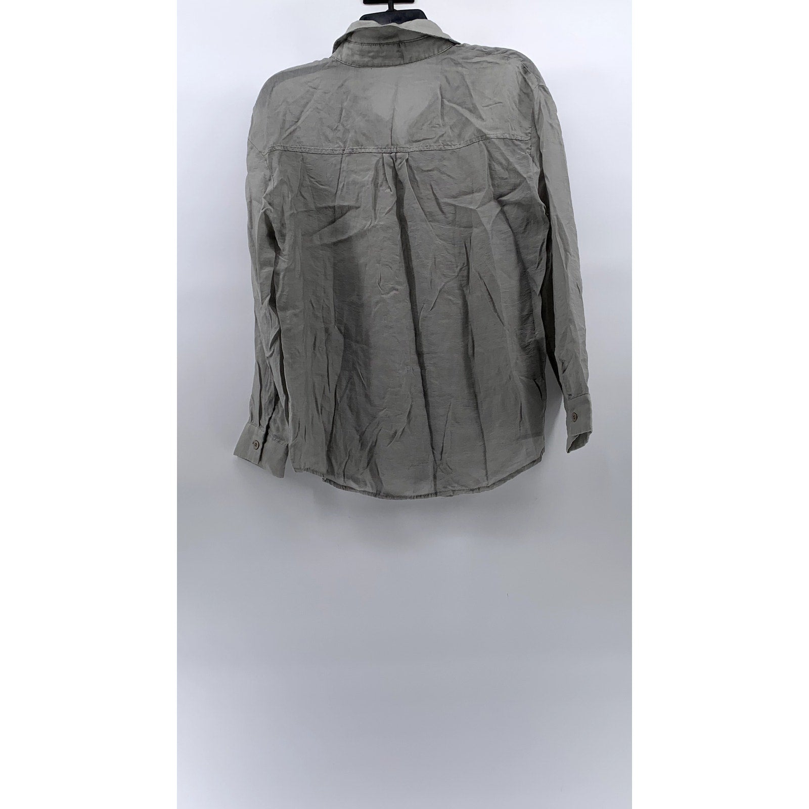 CIDER Women's Gray Sheer Button-Up Long Sleeve Regular-Fit Top SZ S(US4)