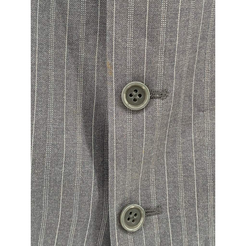 BH LE COLLEZIONI Men’s Gray Pinstripe 5-Button V-Neck Suit Vest SZ 42S