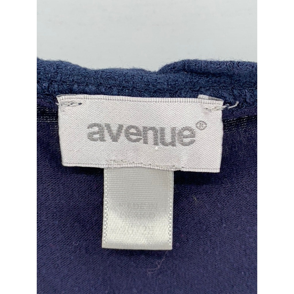 AVENUE Women's Plus Navy-White Printed Short Sleeve Top SZ 26/28