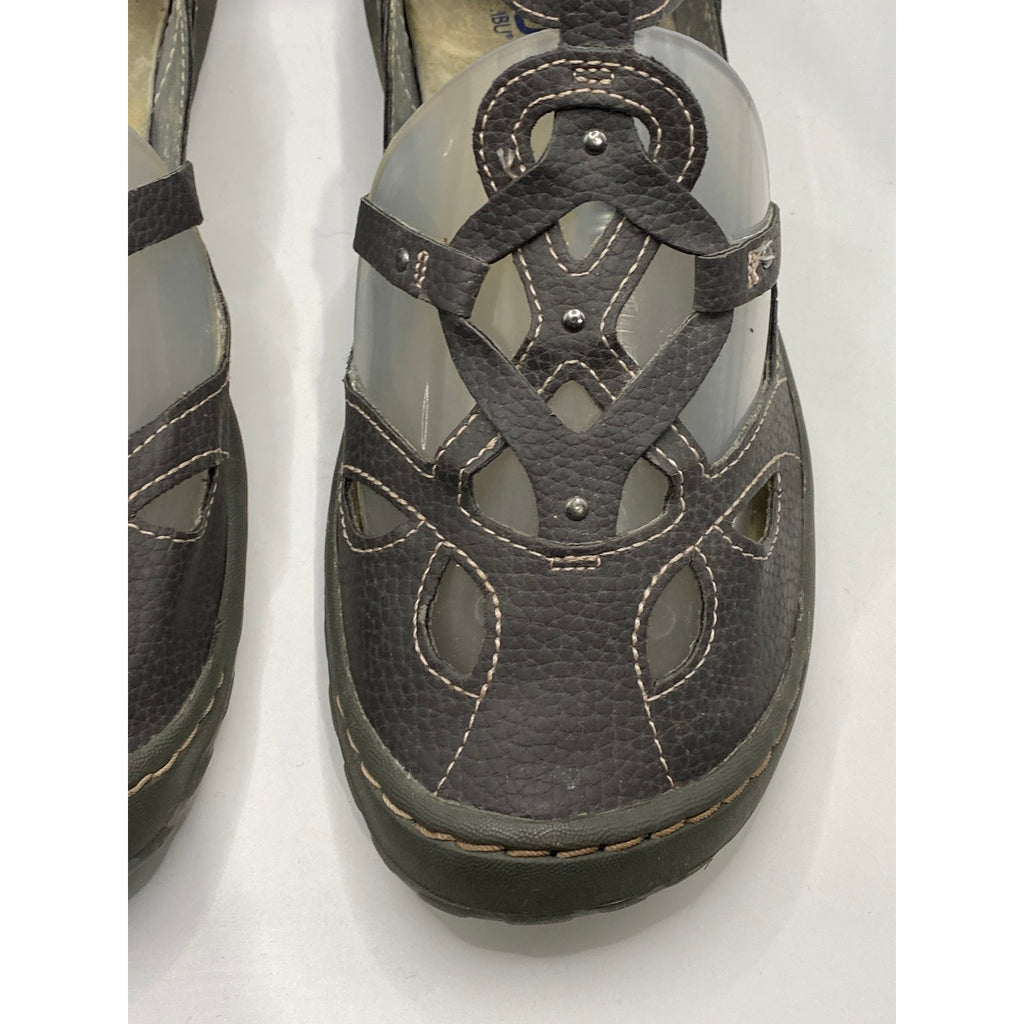 JBU By JAMBU Gray Leather Sydney Cutout Round-Toe Ankle-Strap Casual Shoes SZ7.5