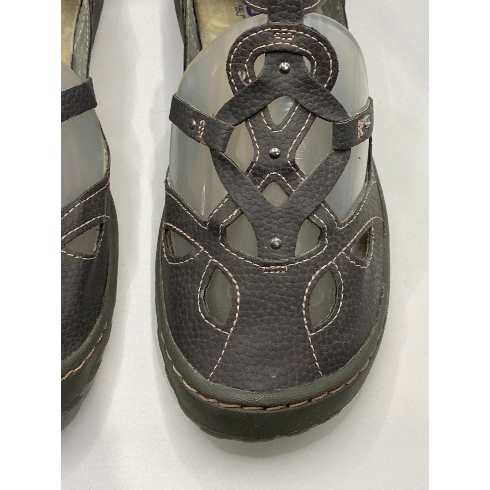 JBU By JAMBU Gray Leather Sydney Cutout Round-Toe Ankle-Strap Casual Shoes SZ7.5