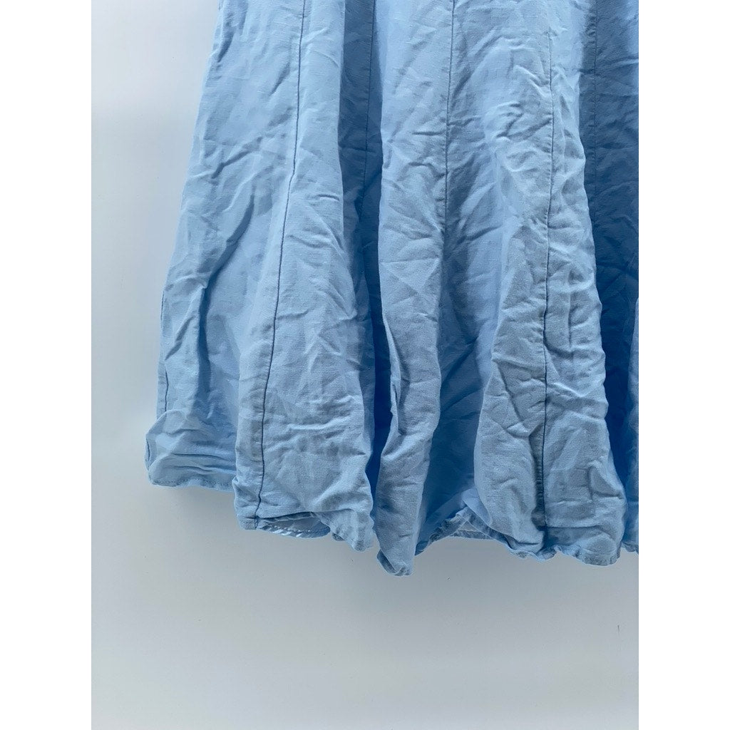 APPRAISAL Women's Sky Blue Linen-Blend A-Line Knee Length Skirt SZ 8