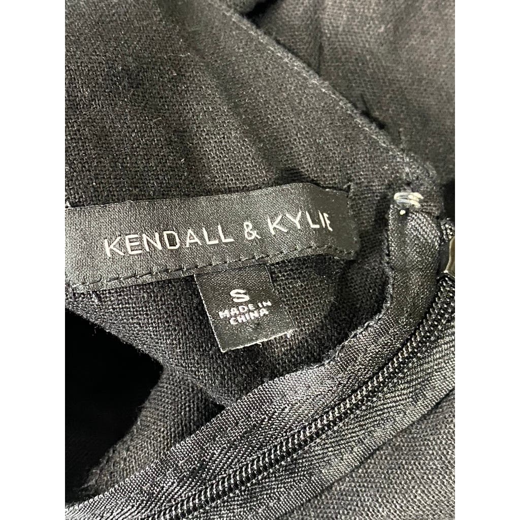 KENDALL & KYLIE Women's Black Solid V-Neck Adjustable Strap Mini Dress SZ S