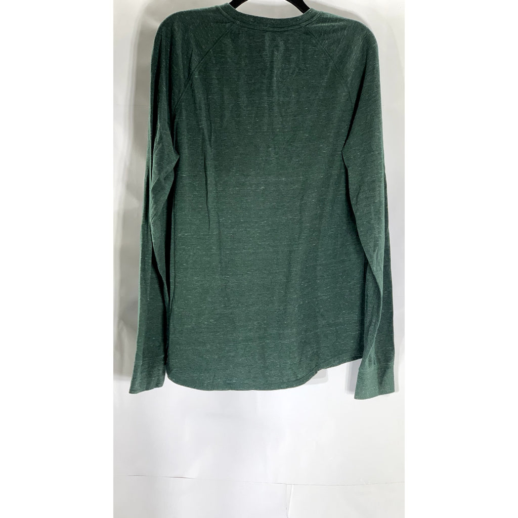 GOODFELLOW & CO Men’s Emerald Green Standard Fit Long Sleeve Henley Shirt SZ L