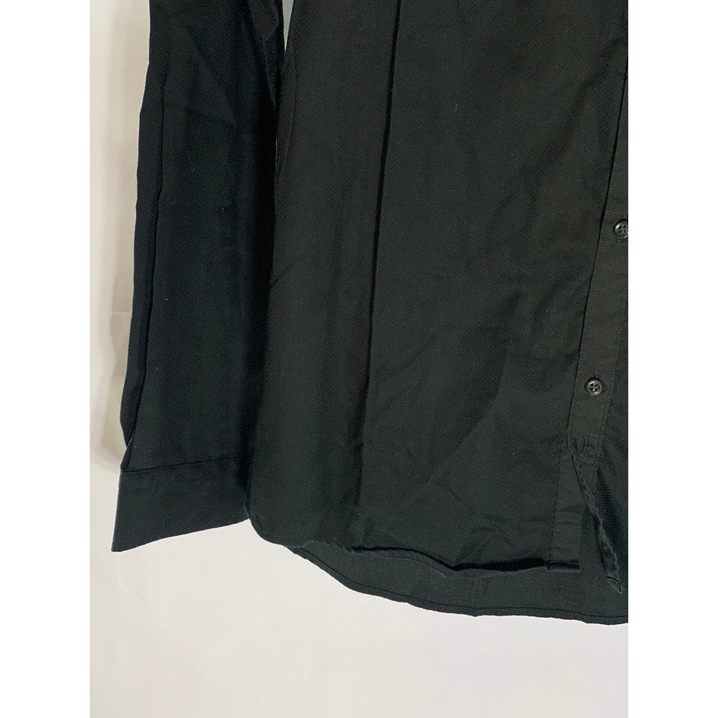 J. LINDEBERG Men's Black Solid Slim-Fit Button-Up Long Sleeve Lux Shirt SZ S