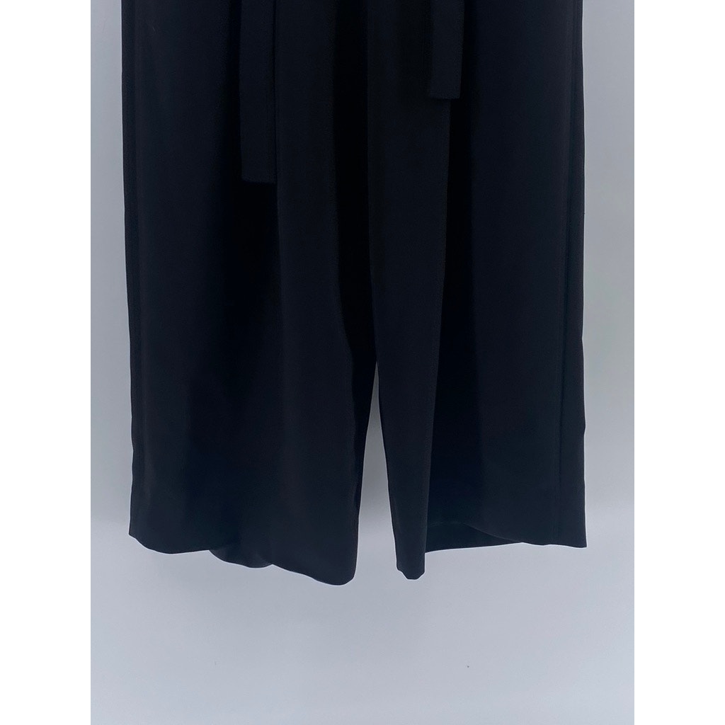 COS Women's Black Solid Ruffle High Rise Wide-Leg Relaxed-Fit Belted Pant SZ 6