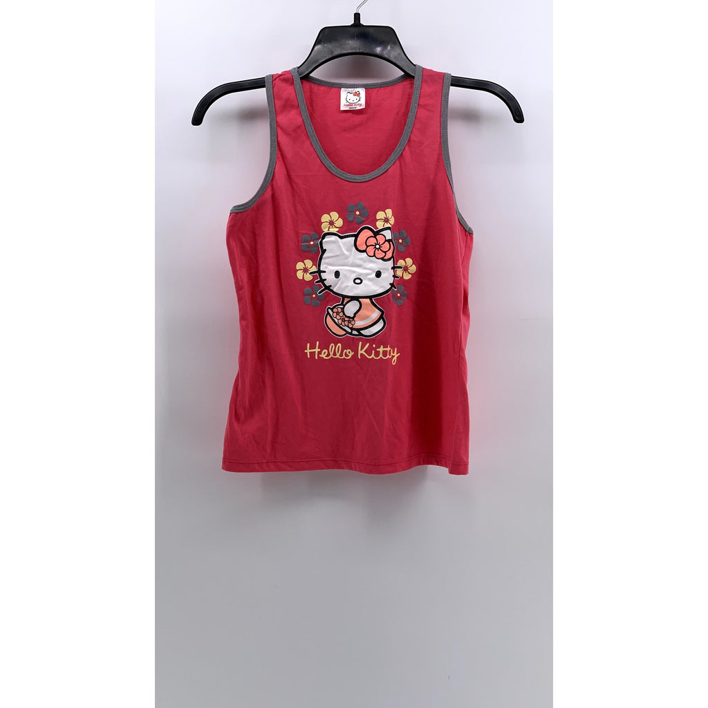 HELLO KITTY Girls' Pink-Gray Graphic Tank Top SZ M