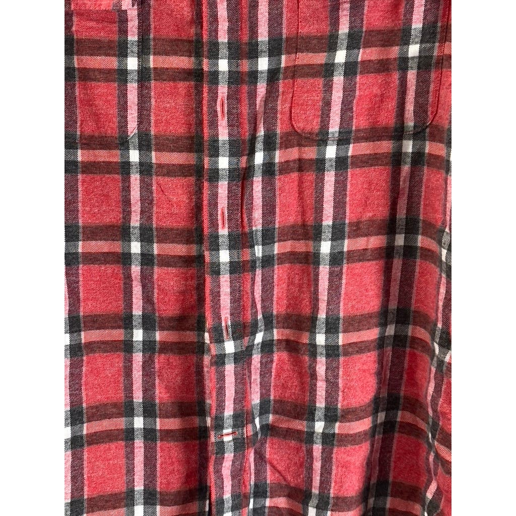 LUCKY BRAND Men's Red Plaid Humboldt Workwear Button-Up Long Sleeve  Shirt SZ L