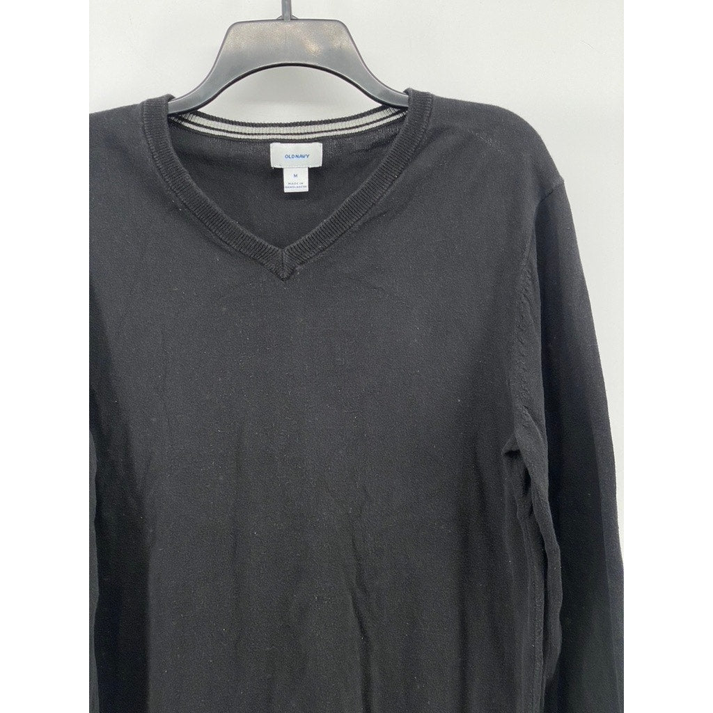 OLD NAVY Men's Black V-Neck Knit Pullover Sweater SZ M