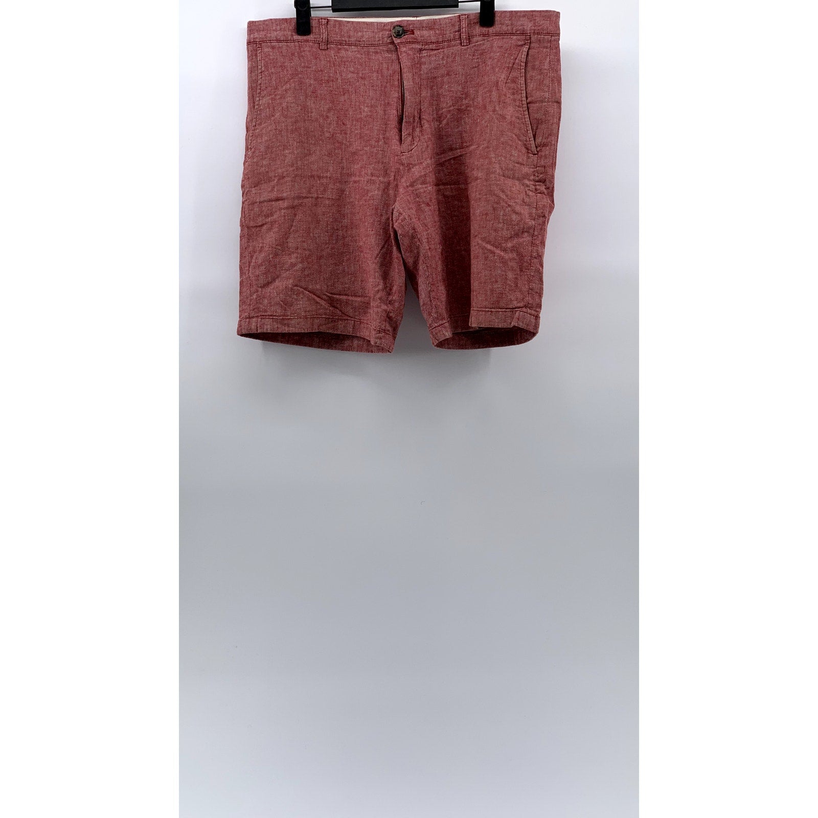 CLUB MONACO Men's Red Linen-Blend Maddox-Fit Chino Shorts SZ 33