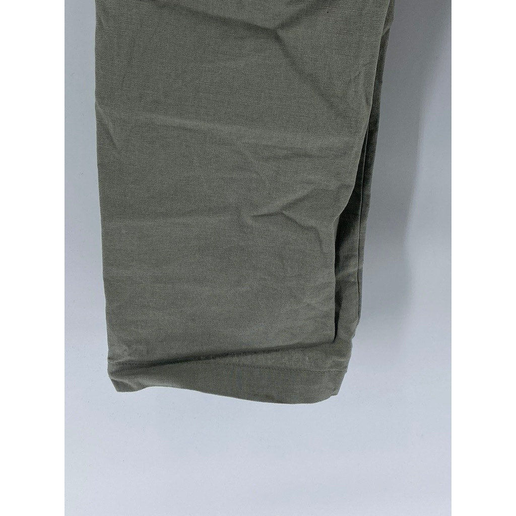 DENIM CO Men’s Army Green Straight Fit Cotton-Linen Pants SZ L