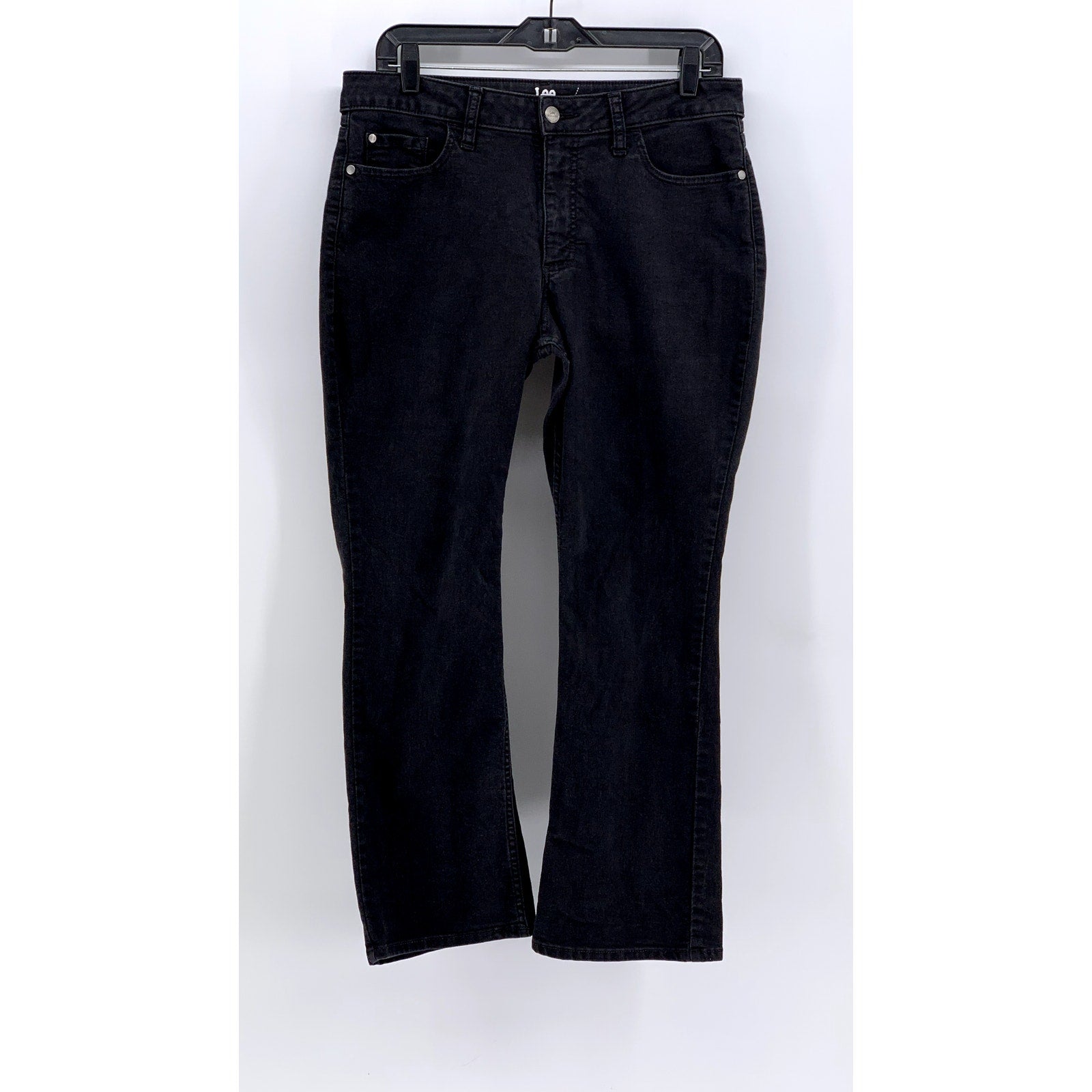 LEE RIDERS Women's Black Solid Mid-Rise Bootcut Jeans SZ 34
