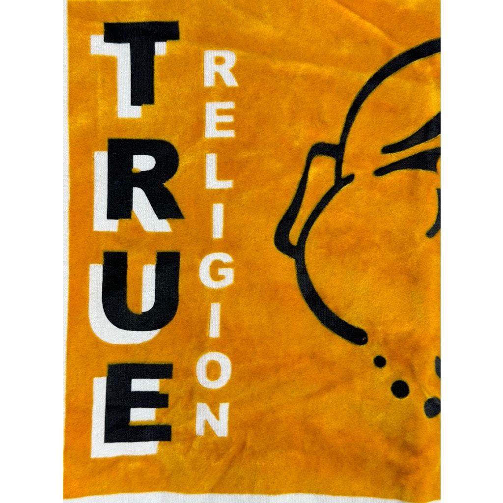 TRUE RELIGION Men's White/Orange Graphic Crewneck Short Sleeve T-Shirt SZ M