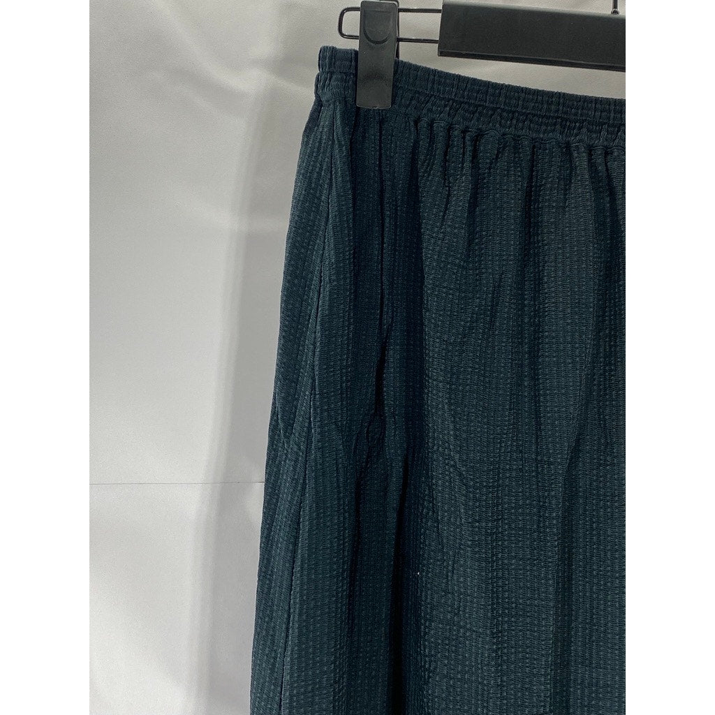EILEEN FISHER Women's Vintage Black Silk Textured Elastic Waist A-Line Skirt SZS