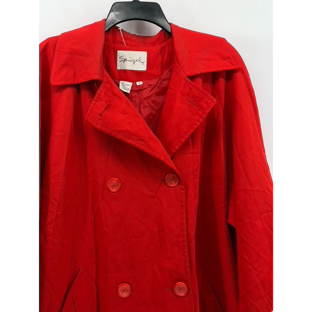 SPIEGEL Women's Vintage Red Double-Breasted Long Sleeve Trench Coat SZ 12