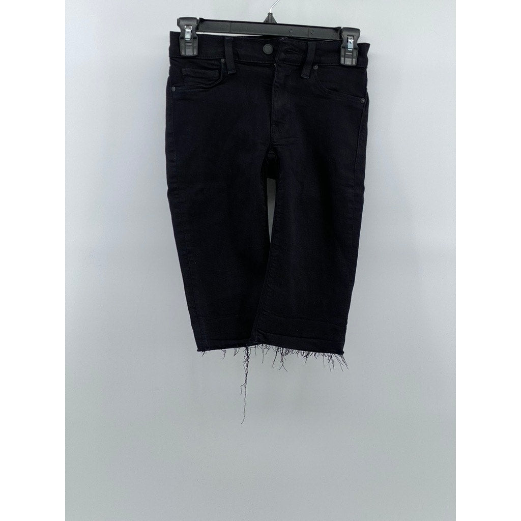 HUDSON LOS ANGELES Women’s Black Denim Five-Pocket Raw-Hem Amelia Shorts SZ 23