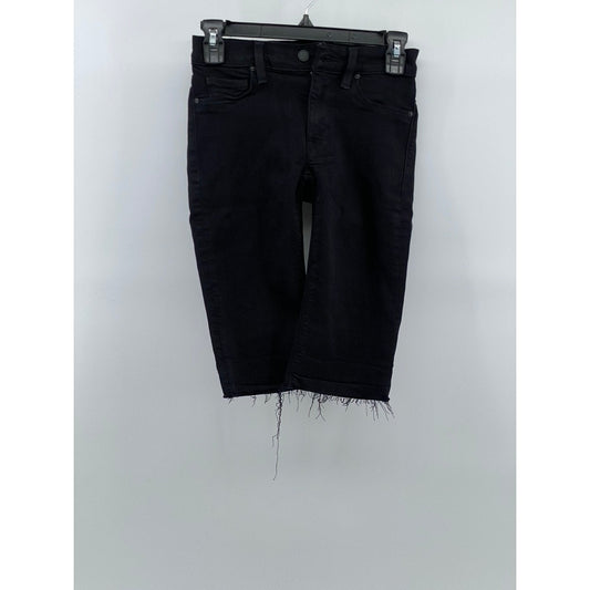 HUDSON LOS ANGELES Women’s Black Denim Five-Pocket Raw-Hem Amelia Shorts SZ 23