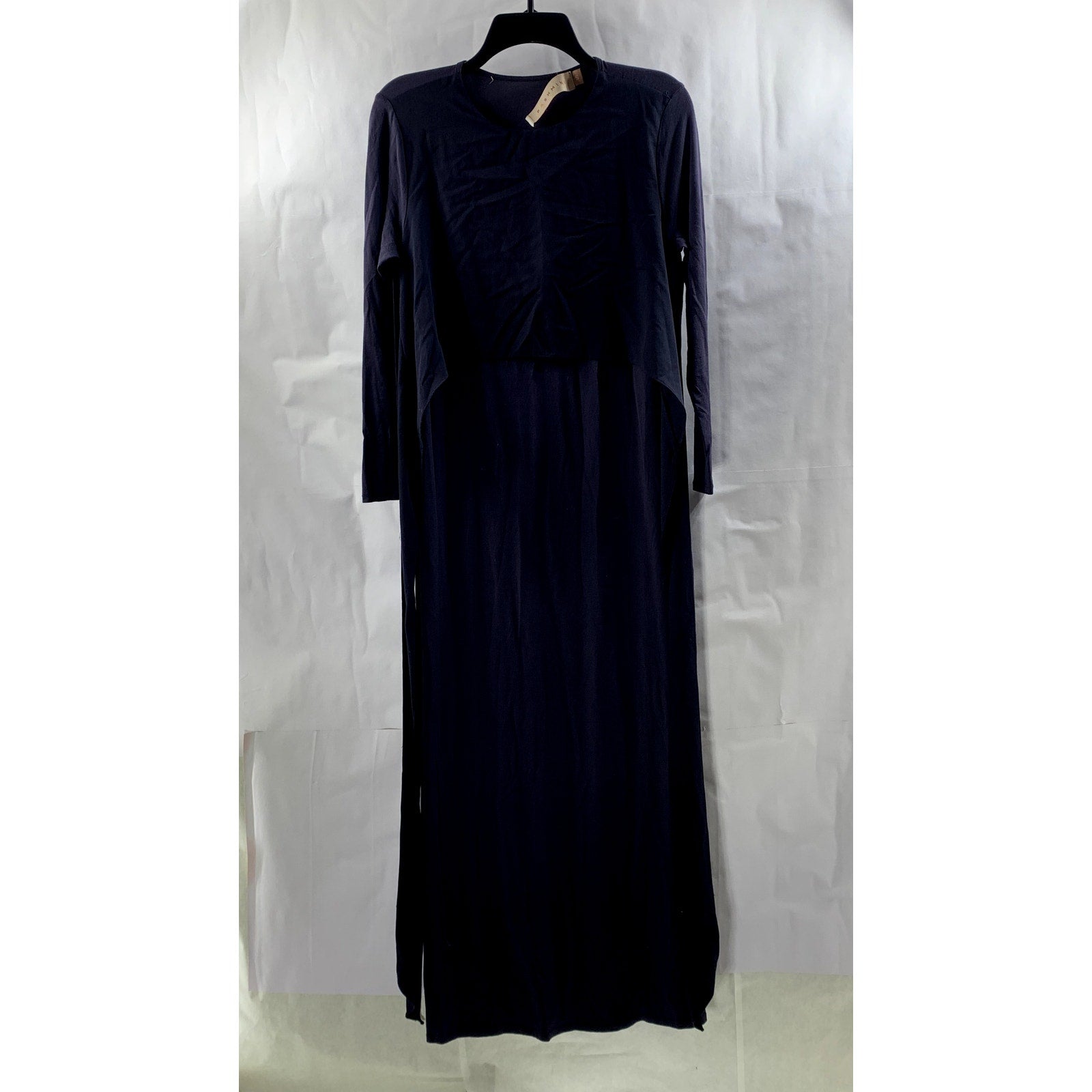 PASHMINA Women's Navy Blue Crewneck Layered Long Sleeve Maxi Dress SZ M