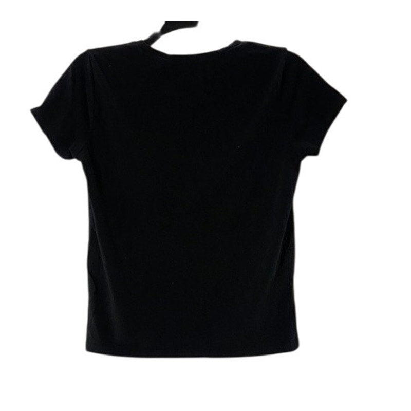 LVTK Women's Black Jenni Hemden Cow Print Crewneck Short Sleeve T-Shirt SZ S