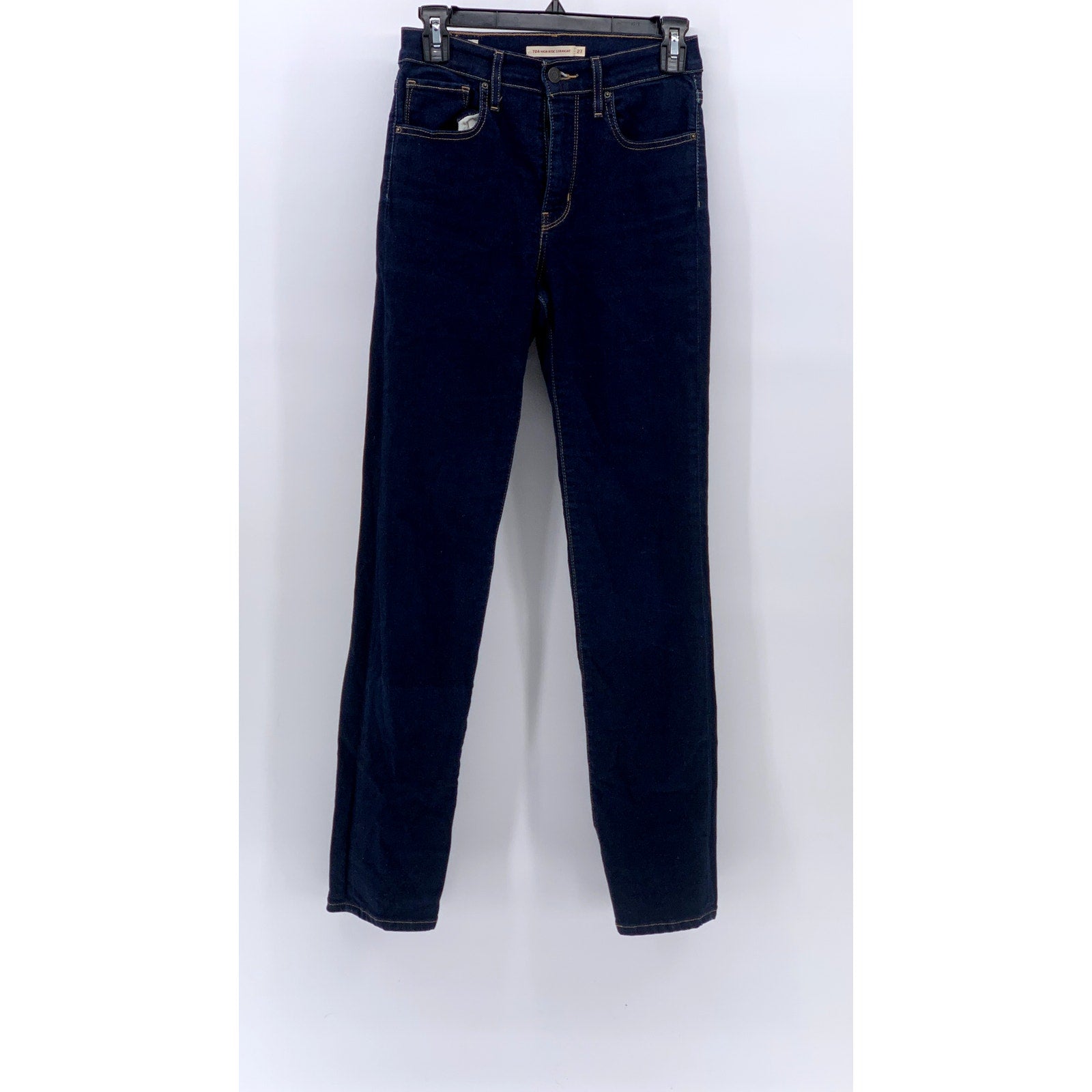 LEVI'S Women's Indigo Blue Denim 724 High-Rise Straight Five-Pocket Jeans SZ 27