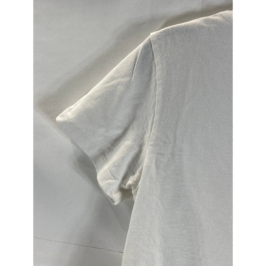 URBAN OUTFITTERS Women's White Crewneck Short Sleeve Best Friend Crop Top SZ S