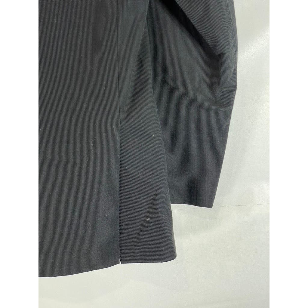 EGARA Men's Black Skinny-Fit Ribbed Two-Button Wool-Blend Long Blazer SZ 38L