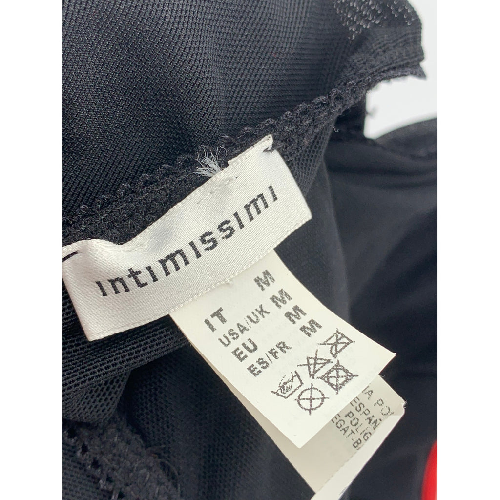 INTIMISSIMI Women's Black-Red Mesh Double Spaghetti Strap Hook Corset Top SZ M