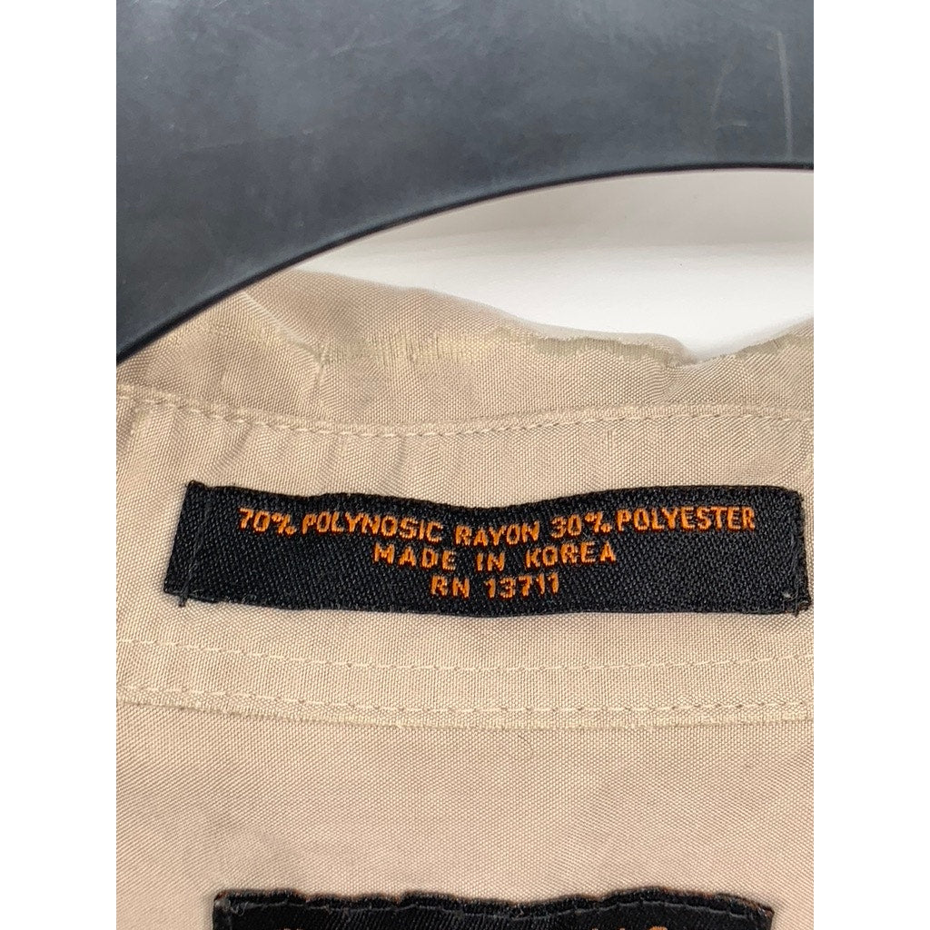 METROPOLITAN By LORD & TAYLOR Men's Beige Button-Up Long Sleeve Shirt SZ M