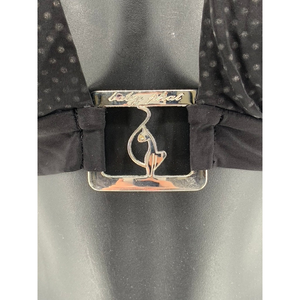 BABY PHAT Women's Black Vintage Y2K Sequin Swim Top SZ M