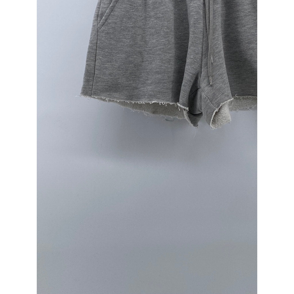 FOREVER 21 Women's Light Gray Raw-Hem Drawstring Waist Lounge Shorts SZ XS