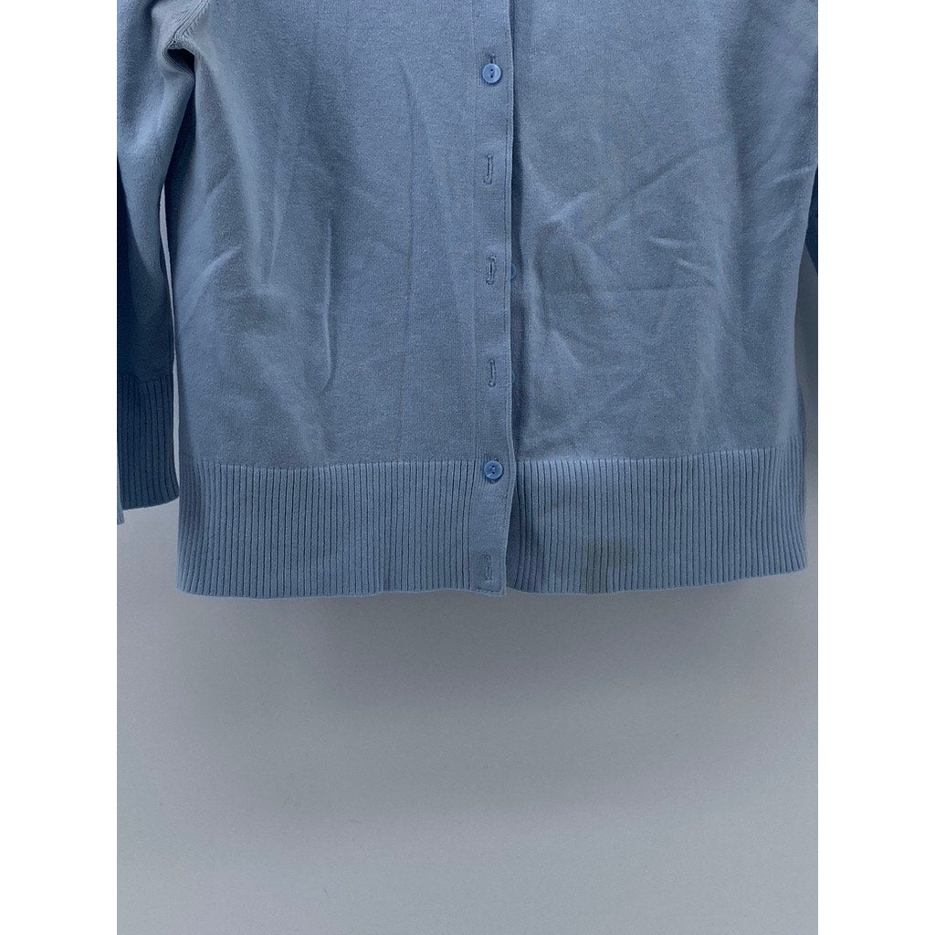 WORTHINGTON Women’s Light Blue Crewneck Button-Up Long Sleeve Cardigan SZ S