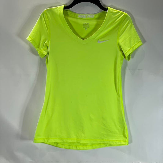 NIKE PRO Women’s Lime Green Active V-Neck Short Sleeve Top SZ M