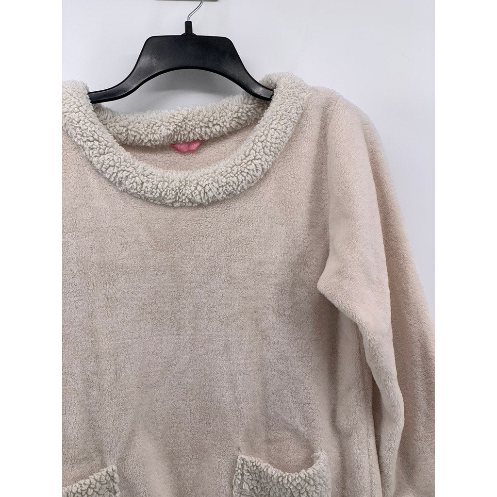 LOVE HIP Women's Light Pink Fleece Sherpa Lined Crewneck Sweater SZ M-L