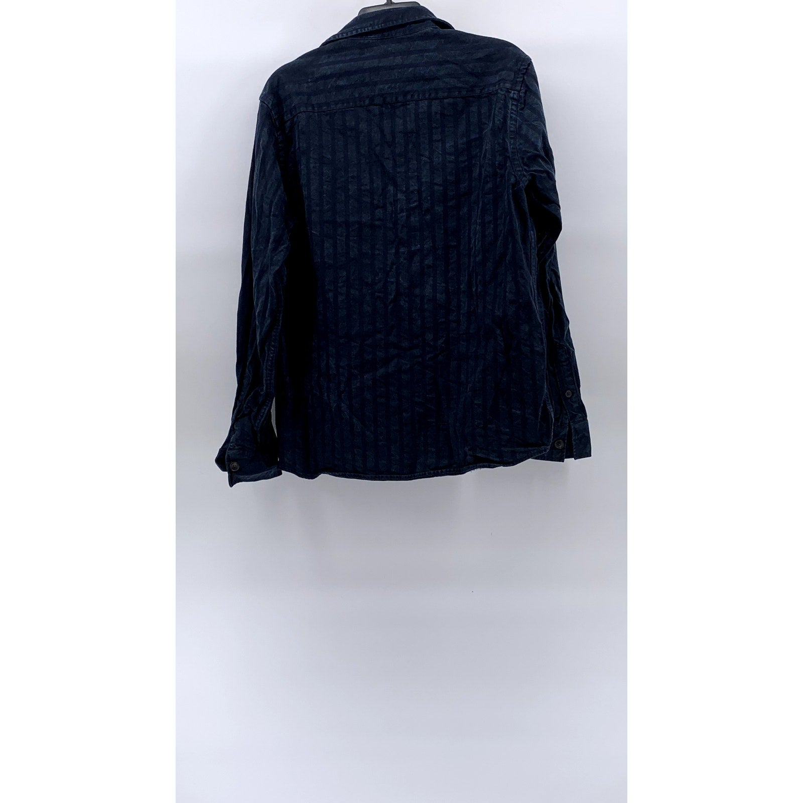 ZARA Men's Blue Wide Striped Regular-Fit Button-Up Long Sleeve Shirt SZ S