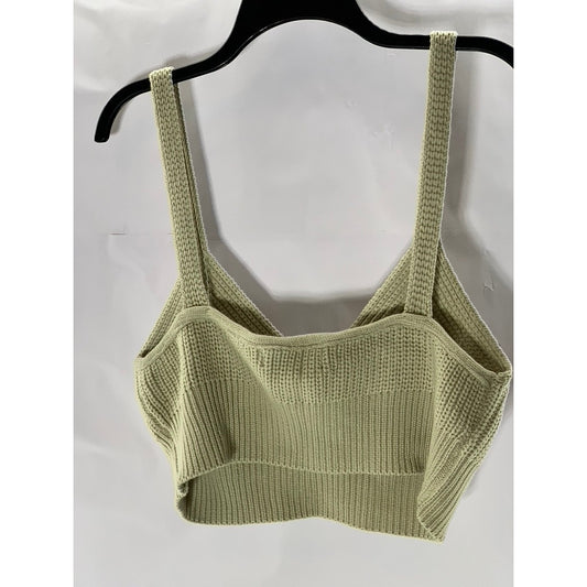 EN SAISON Women's Light Green Sweetheart Neck Knit Crop Tank Top SZ L
