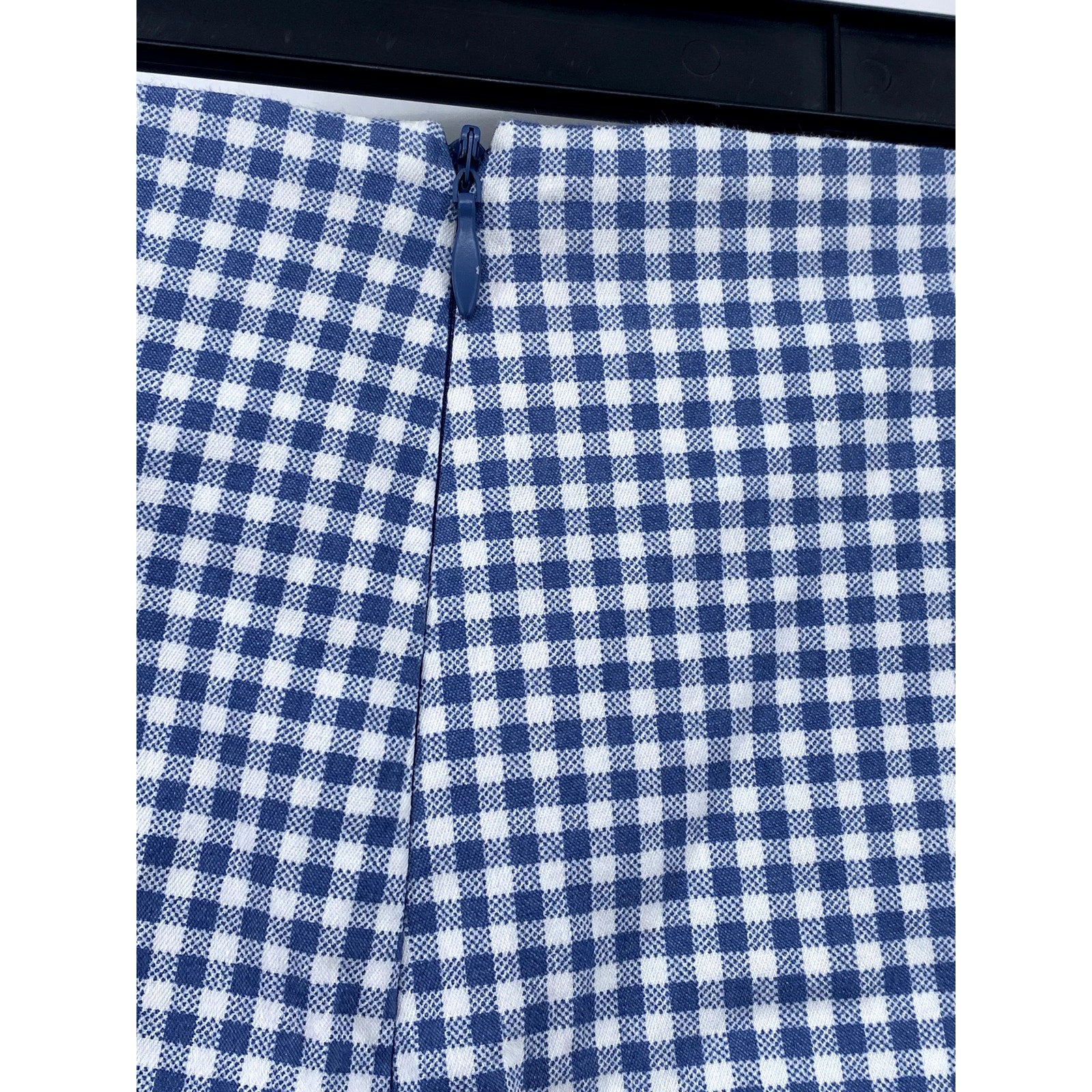LULUS Women's Blue-White Gingham High-Rise Straight Leg Casual Pants SZ M
