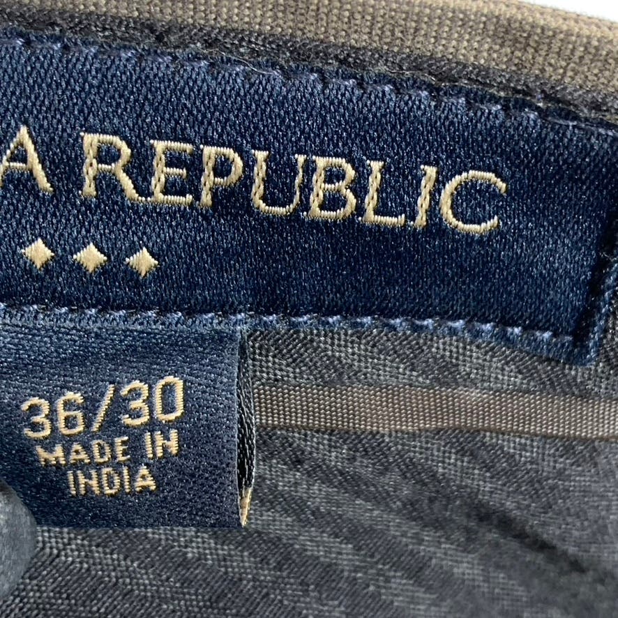 BANANA REPUBLIC Men's Brown Pinstripe Slim-Fit Non-Iron Flat Front Pant SZ 36X30