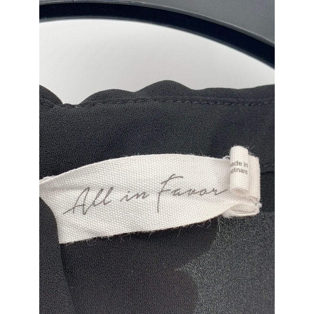 ALL IN FAVOR Women's Black Sheer Button-Up Short Sleeve Top SZ XS