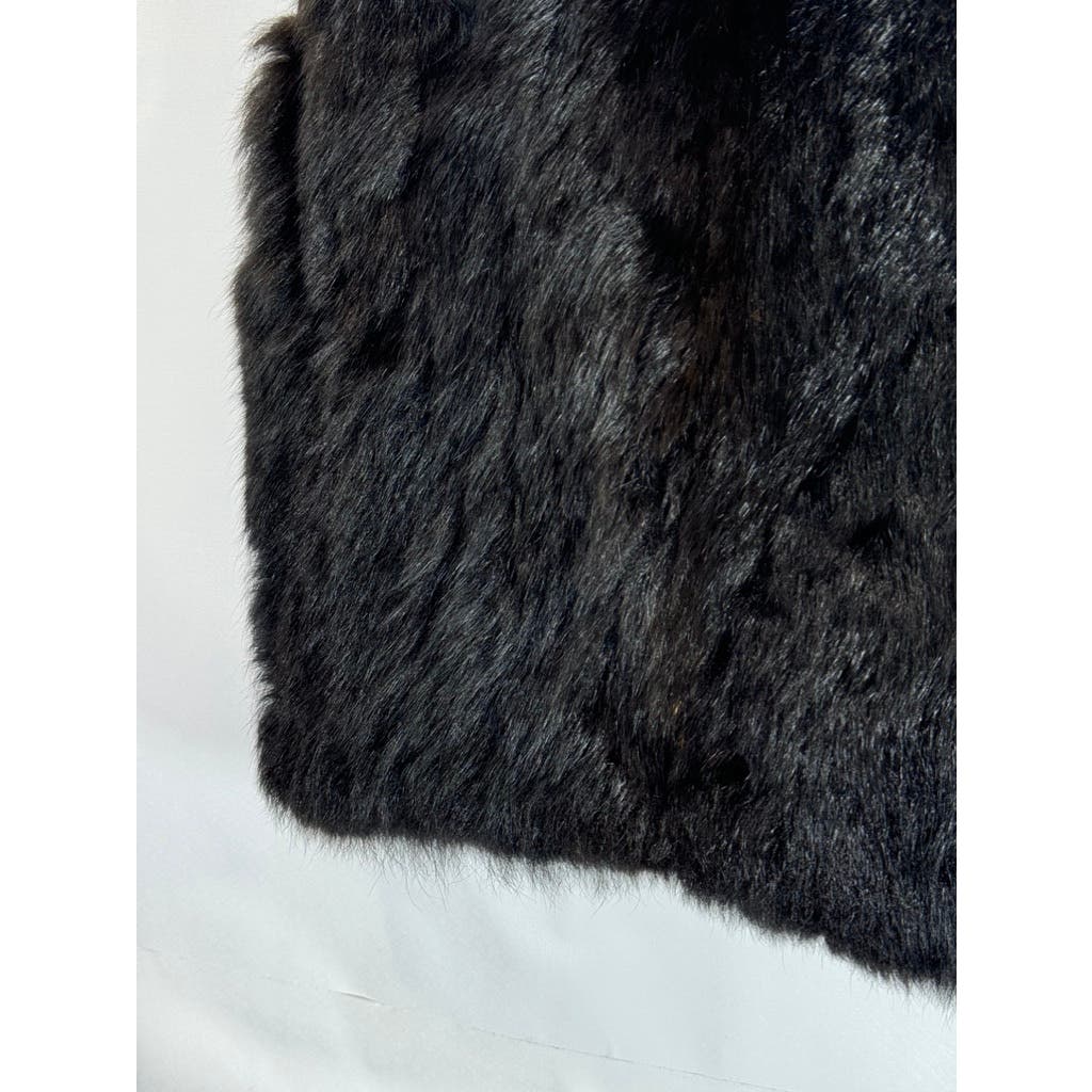 ANDREW MARC Women's Opossum Fur Leather Trim Bomber Zip Vest SZ L