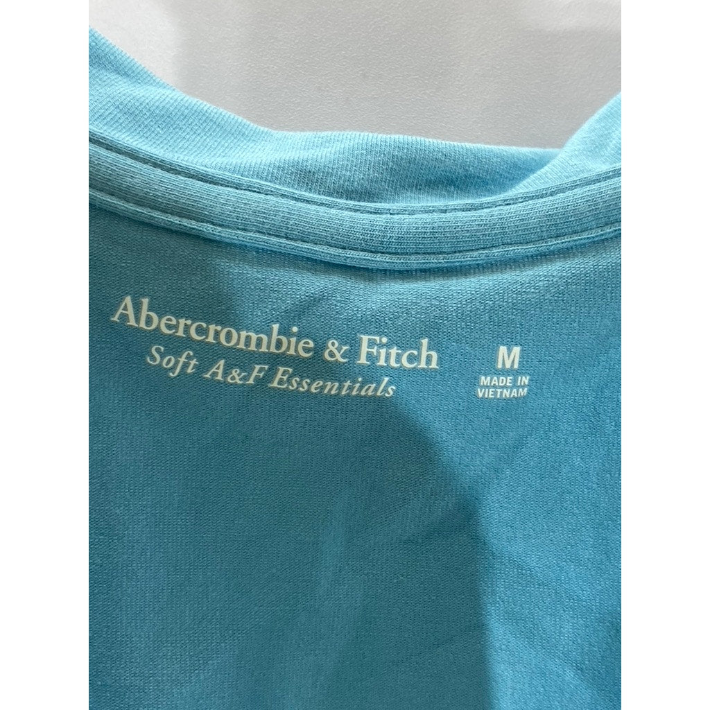 ABERCROMBIE & FITCH Women's Blue Soft Sleeveless Soft A&F Polo Crop Top SZ M