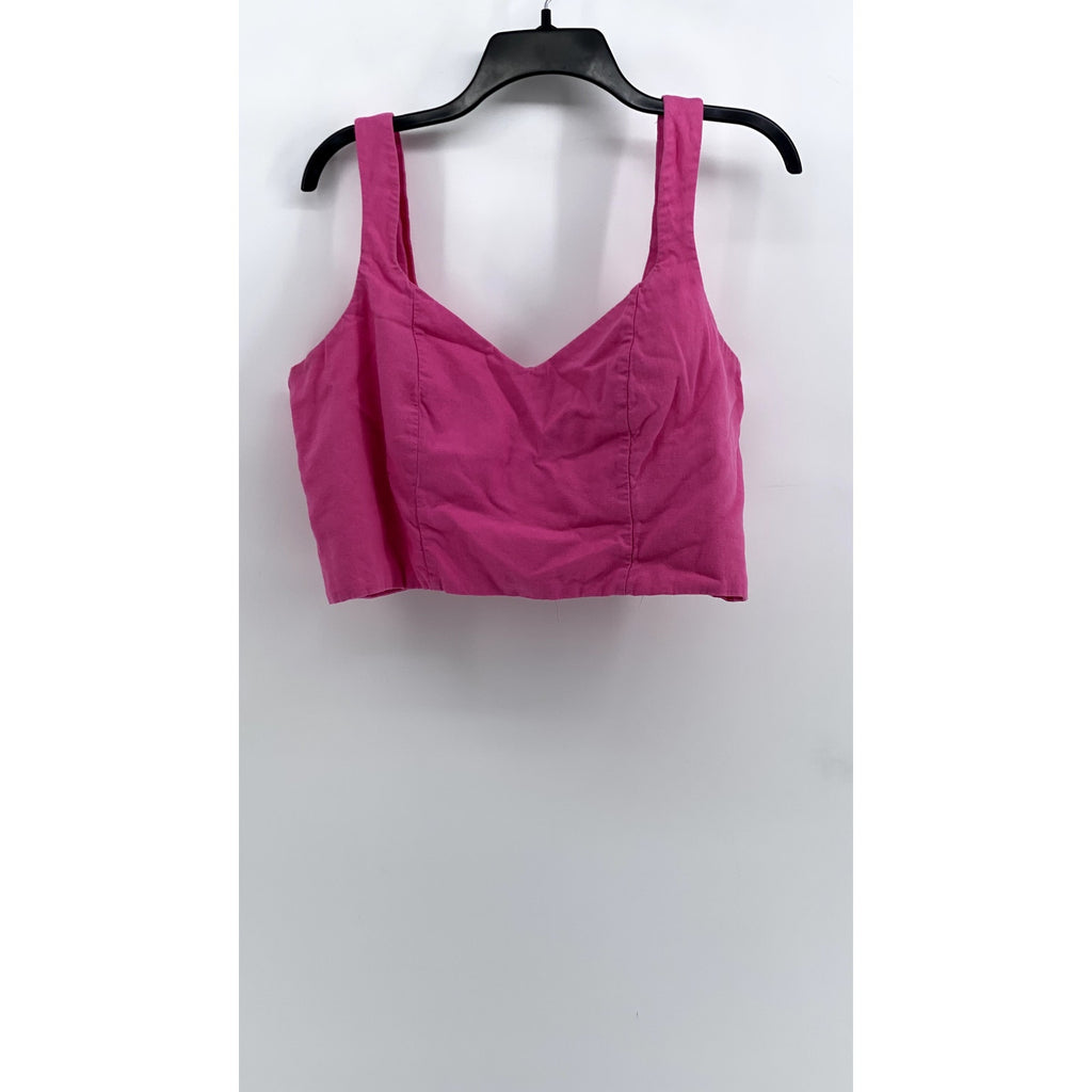 A NEW DAY Women's Pink Linen-Blend Cropped Top SZ XL