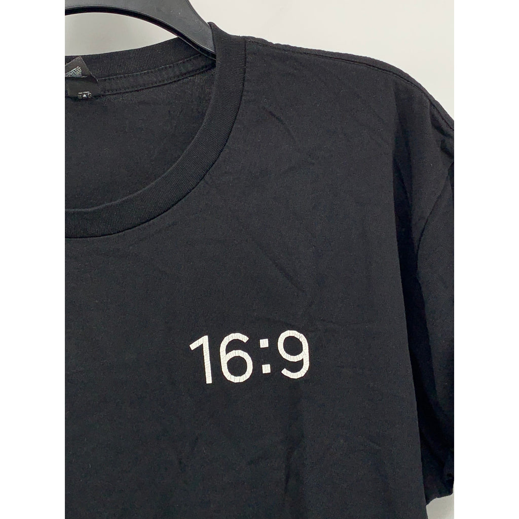 AS COLOUR Men's Black 16:9 Logo Crewneck Short Sleeve Casual T-Shirt SZ L
