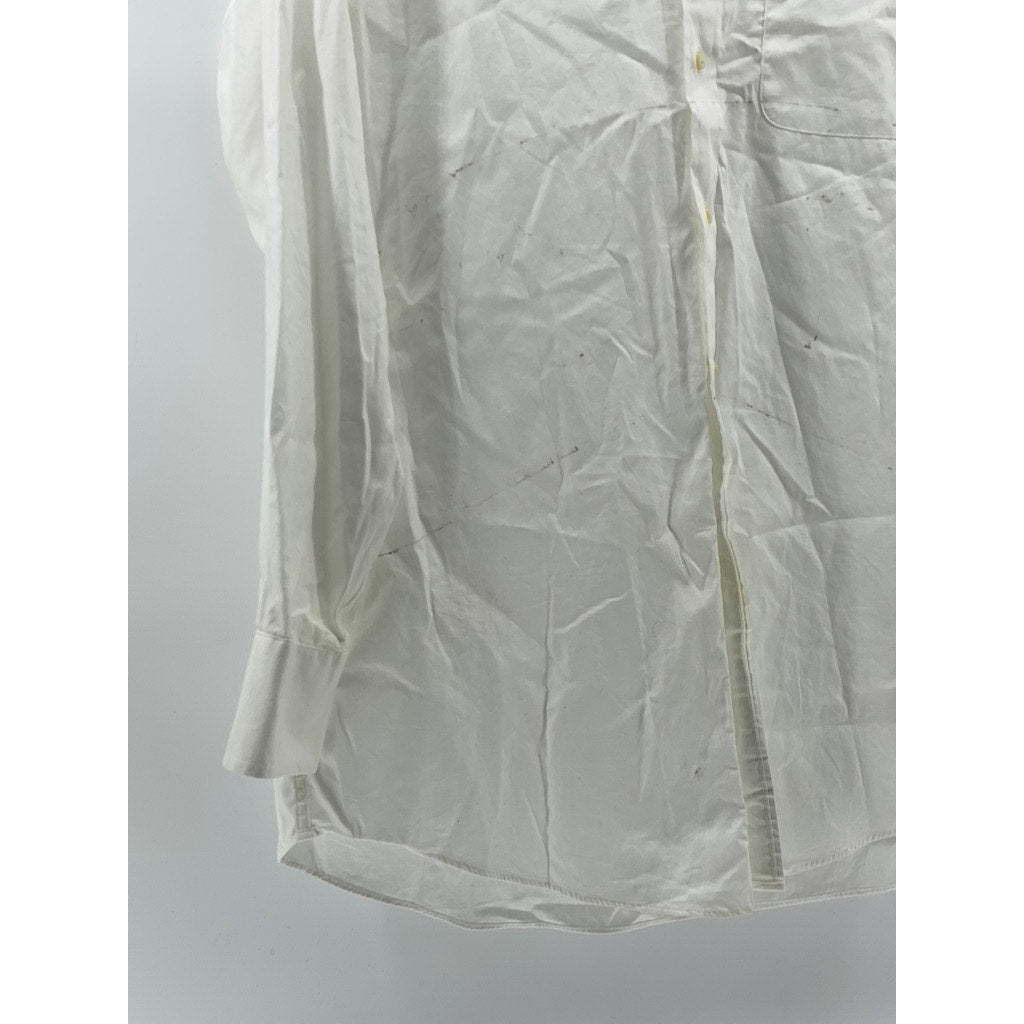 TOMMY HILFIGER Men’s White Regular-Fit Button-Up Long Sleeve Shirt SZ 15 32/33