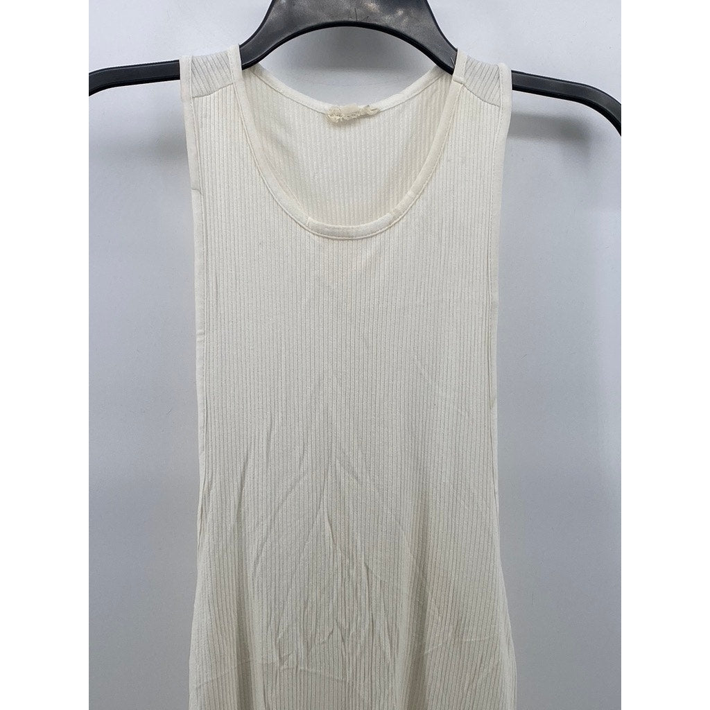 SILENCE+NOISE Women's Off-White Scoop-Neck Ribbed Racerback Midi Dress SZ XS