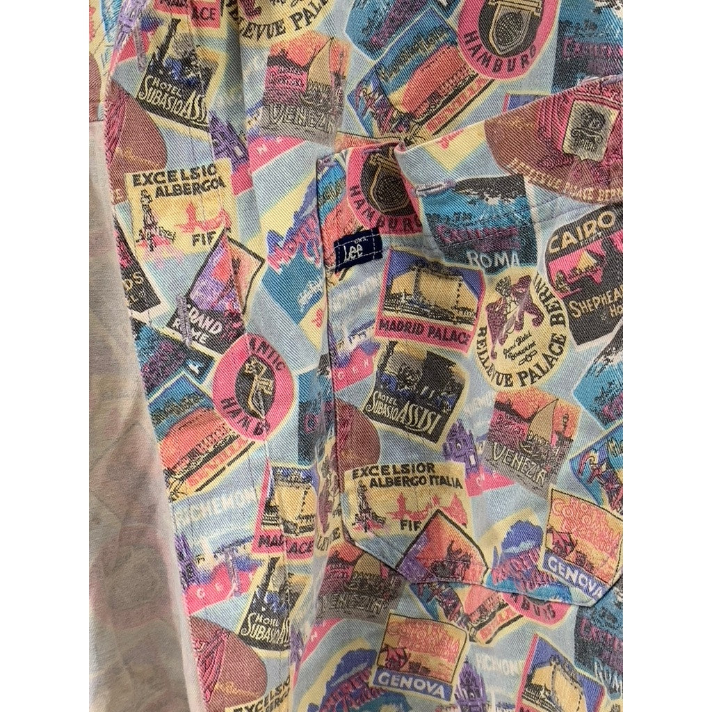 LEE Men's Vintage 90's Printed Regular-Fit Button-Up Long Sleeve Shirt SZ L