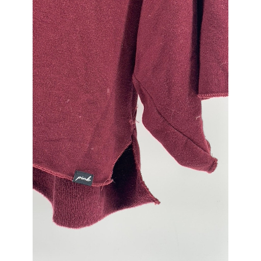 PINK Women's Burgundy Cropped Oversized Sweater SZ L