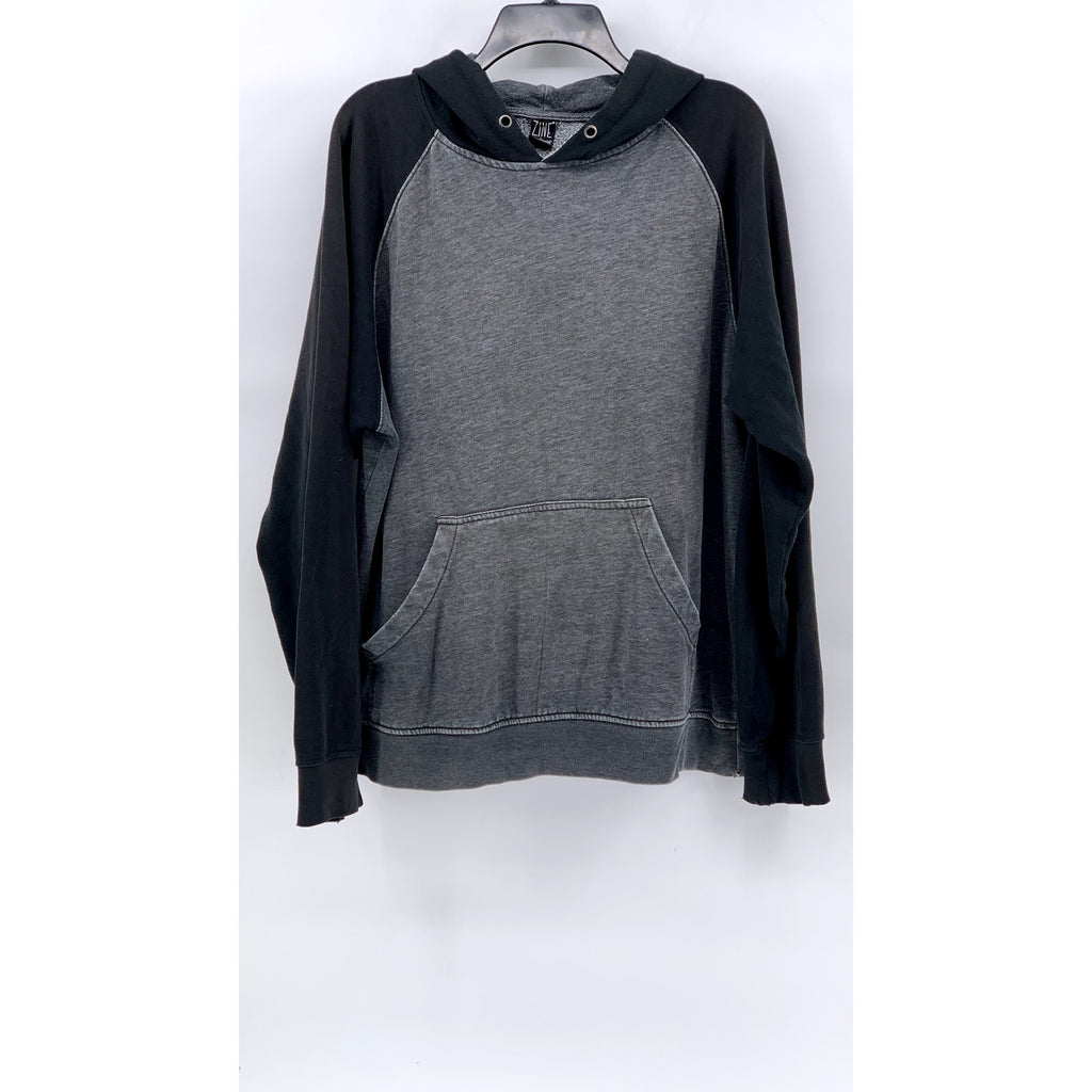 ZINE Men's Black-Gray Colorblock Classic Long Sleeve Hoodie SZ XL