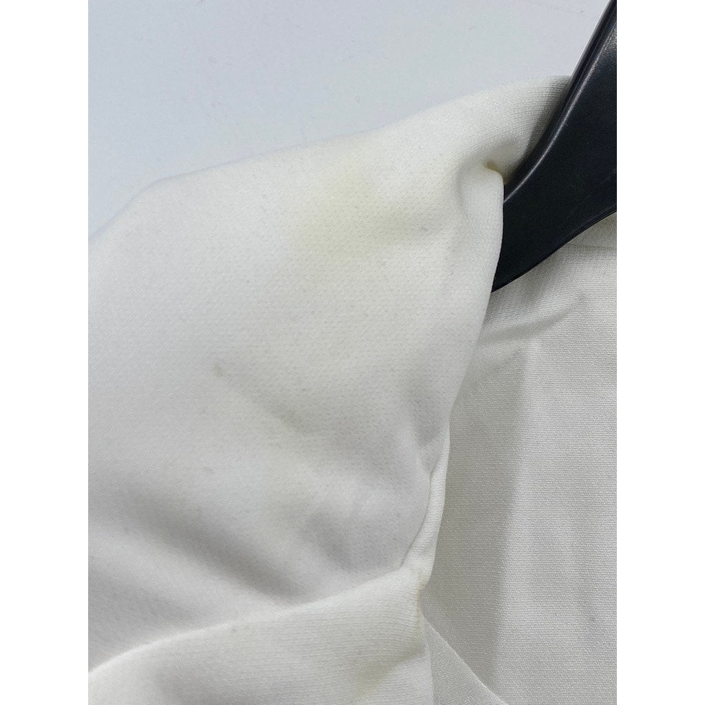 LIONESS Women's White Button-Up Long Sleeve Notch Collar Belted Mini Blazer SZ M