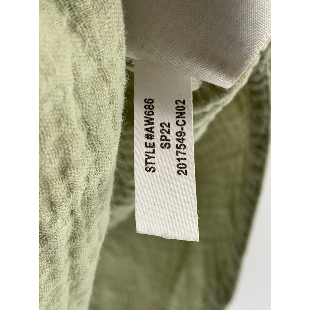 J.CREW Women's Sage Green Double Gauze Textured Button-Up Long Sleeve Top SZ S