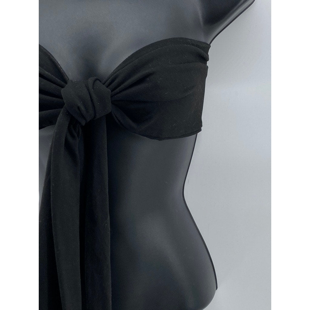 SHEIN Women's Black Tie Bow Strapless Cropped Tank Top SZ M